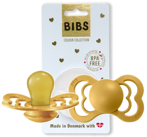 BIBS SUPREME СОСКА ЗАСПОКІЙЛИВА HEVEA 0+ГОРЧИЦЯ S