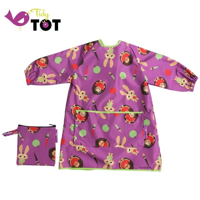 BLW Tidy Tot Coverall Bib Plum Purple śliniak fartuszkowy długi z kieszonką