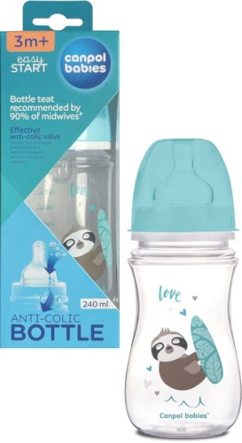 CANPOL BABIES ШИРОКА БУТИЛКА АНТИКОЛІКОВА 240мл EXOTIC +3м