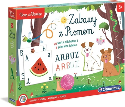 Clementoni Я навчаюся, граючи Ігри з письмом Алфавіт Стираючі дошки 5+