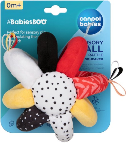Canpol Сенсорний м'яч з брязкальцем та свистком 0м+