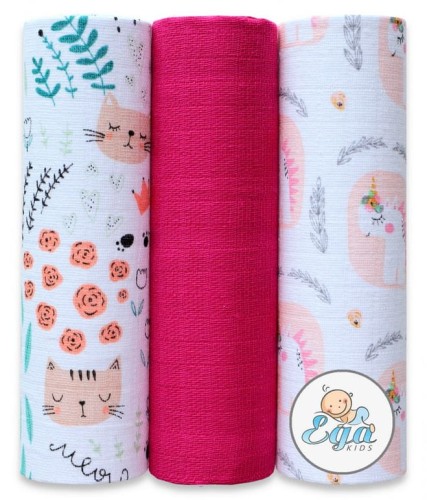 Ega Kids Набір Пелюшок Тетронових Узірцевих Однотонних 3 шт. 70x80 см