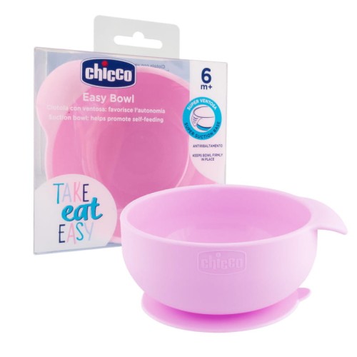 Chicco Силіконова миска з присоскою Рожева Take Eat Easy 6м+