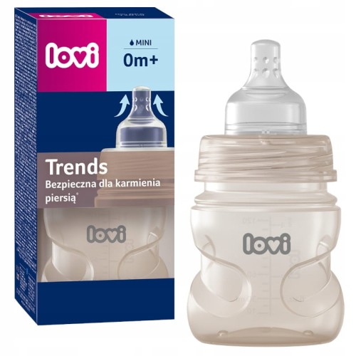 LOVI БЕЖЕВА БУТИЛКА LOVI TRENDS 120ML 0M+БЕЗПЕЧНА ДЛЯ ГРУДНОГО ГОДУВАННЯ