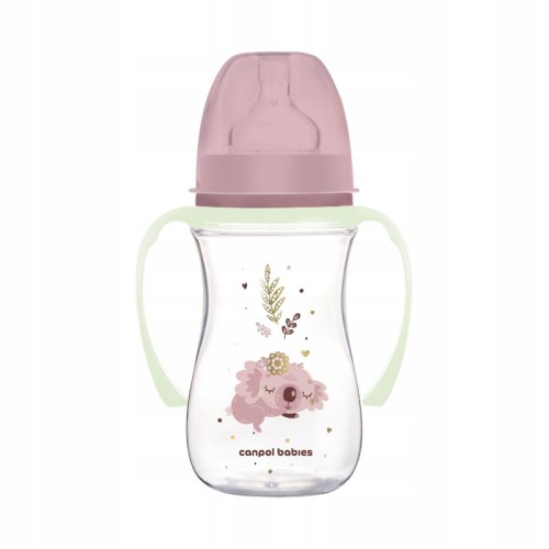 CANPOL BABIES ШИРОКА БУТИЛКА З СВІТЛЯЧКОВИМИ РУКОЯТКАМИ KOALA 240мл 3м+