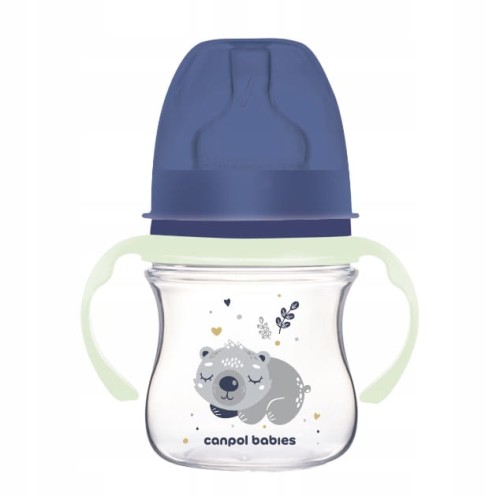 Бути́лка CANPOL BABIES з широкими ручками зі світлом KOALA 120 мл 0м+