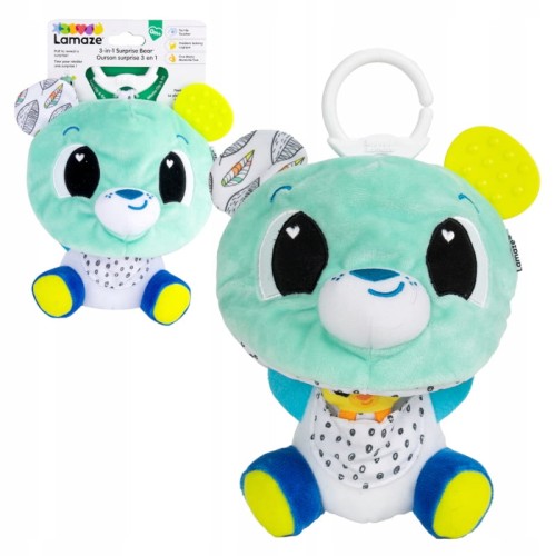 TOMY LAMAZE ВЕДМЕДИК AKUKU ПІДВІШУВАННЯ 3В1 МАСЬКОТКА ПЛЮШЕВА ГРИЗУН 0М+ СЕНСОРНА