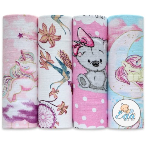 Ega Kids Комплект Пелюшок Тетрок Візерункових 4 шт. 70x80 см Lux