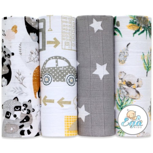 Ega Kids Набір Пелюшок Бавовняних Малюнок 4 шт. 70x80 см Lux