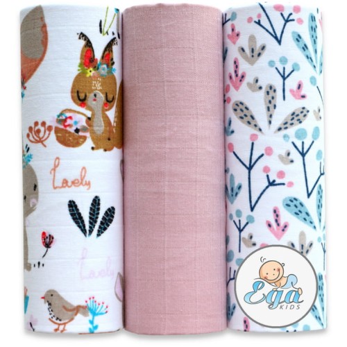 Ega Kids Комплект муслінових підгузків з принтом 3 шт. 60x80 см