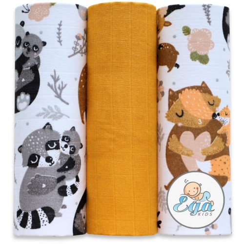 Ega Kids Набір муслінових підгузників візерункових 3 шт. 60x80 см