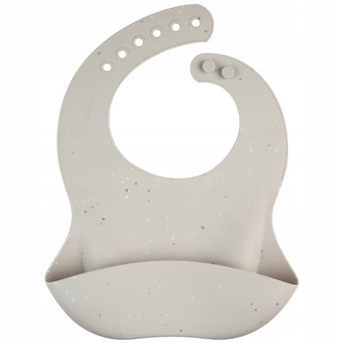 CANPOL BABIES СИЛІКОНОВИЙ СЛИНИК DOTS З КИШЕНЕЮ РЕГУЛЮВАНИЙ СІРИЙ КИШЕНЯ