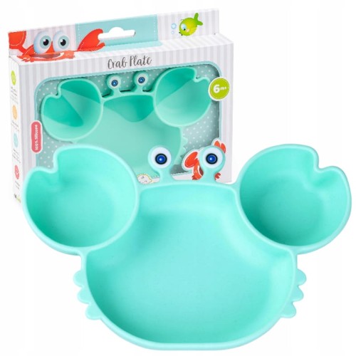 GILIGUMS ТРЬОХЧАСТИВА СИЛІКОНОВА ТАРІЛКА КРАБ М'INTОВА З ПРИСОСОЮ