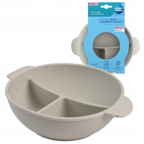 CANPOL BABIES СИЛІКОННА МИСКА DOTS З 3 КОМПАРТАМИ ТА ВАКУУМНЯМ 360 МЛ