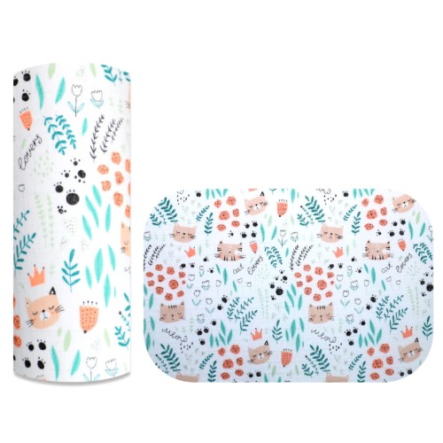 Ega Kids Пелюшка Тетрадна З Малюнком 1 шт. 70x80 см М'ята котяча