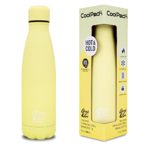 CoolPack Термос Drink&Go Металева пляшка Пастельний Порошковий Жовтий 500 мл