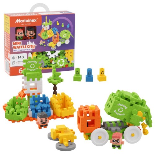 Marioinex Конструктор Mini Waffle City Сміттєвоз Комунальний транспорт 148 елементів