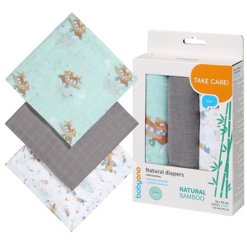 Babyono Бамбукові Пелюшки З Природних Бамбукових Волокон 3-Пак 70 x 70 см