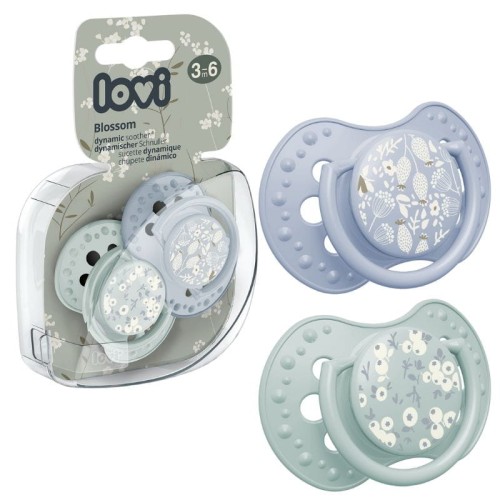LOVI Динамічна Силіконова Соска Заспокійлива Blossom Blue 3-6м 2 шт.