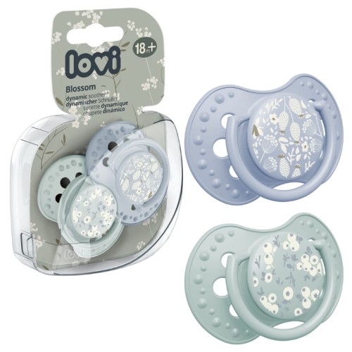 LOVI Динамічна Силіконова Соска Заспокоююча Blossom Blue 18м+ 2 шт.