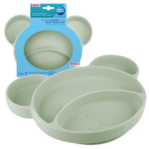 Canpol Babies Тарілка Трьохсекційна З Присоскою З Поділками Ведмедик Зелений