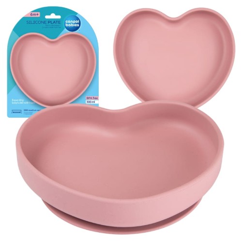 Canpol Babies Силіконовий Тарілка З Присоскою Серце Рожеве
