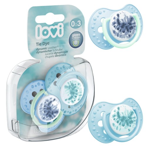 LOVI Динамічна Силіконова Соска Заспокійлива Tie Dye Blue 0-3м 2 шт.