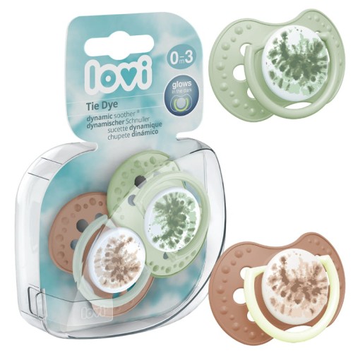 LOVI Динамічний Соска Силіконова Заспокійлива Tie Dye Green 0-3м 2 шт.