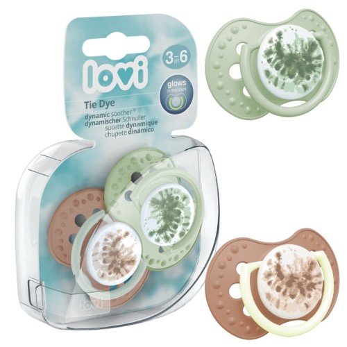 LOVI Динамічна Силіконова Соска Заспокійлива Tie Dye Green 3-6м 2 шт.