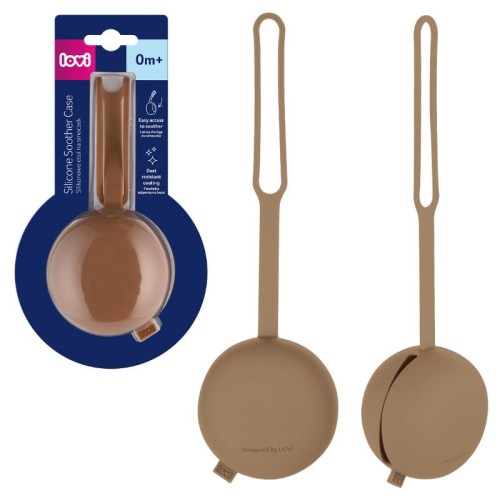 Lovi Чехол для соски, силіконовий контейнер для зберігання сосок з еластичною ручкою коричневий Granola