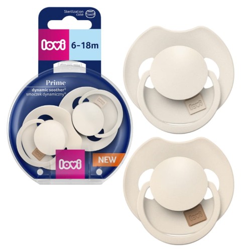 LOVI Prime Динамічна Соска Силіконова Заспокійлива Ivory/Coconut 6-18м 2-пак