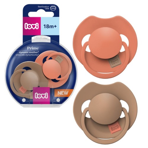 LOVI Prime Динамічна Соска Силіконова Заспокійлива Гранола/Помаранчевий 18м+ 2-упаковка