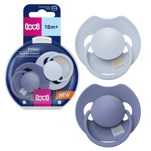 LOVI Prime Динамічна Силіконова Соска Заспокійливий Baby Blue/Blue 18м+ 2-штуки