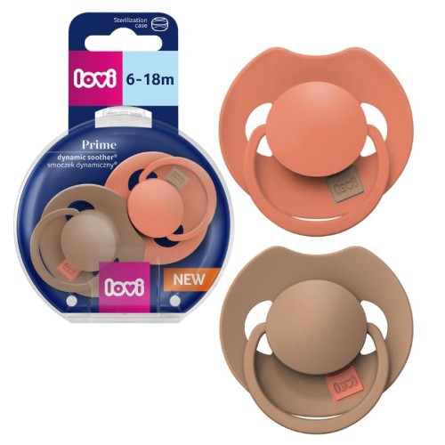 LOVI Prime Динамічна Силіконова Соска Заспокійлива Гранола/Оранжевий 6-18м 2-пак