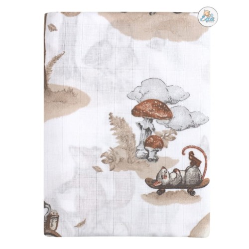 Ega Kids Pieluszka Kocyk Otulacz Muślinowy 120x120 cm Lisek Na Rowerze