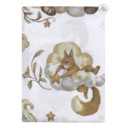 Ega Kids Pieluszka Kocyk Otulacz Muślinowy 120x120 cm Śpiące Zwierzątka