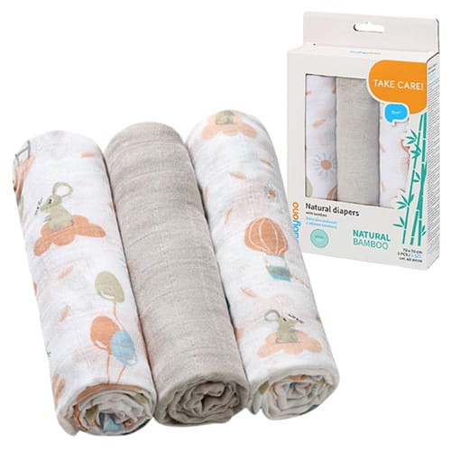 Babyono Naturalne Pieluszki Z Włókien Bambusa Szare 3 Szt. 3-Pak