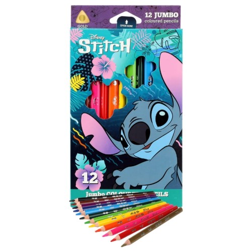 Coolpack Colorino Disney Core Kredki Ołówkowe 12 Kolorów Jumbo Trójkątne Stitch