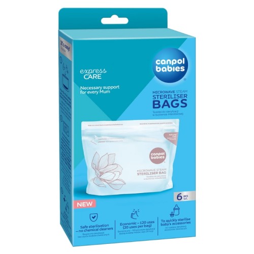 Canpol Babies Woreczki Worki Do Sterylizacji W Kuchence Mikrofalowej Smoczków Butelek 6 Szt.