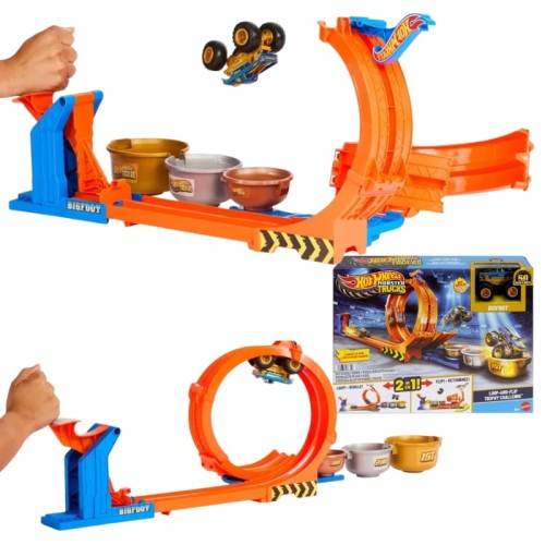 Hot Wheels Monster Trucks Tor Pętla Skok Po Trofeum + Metalowy Bigfoot 4+