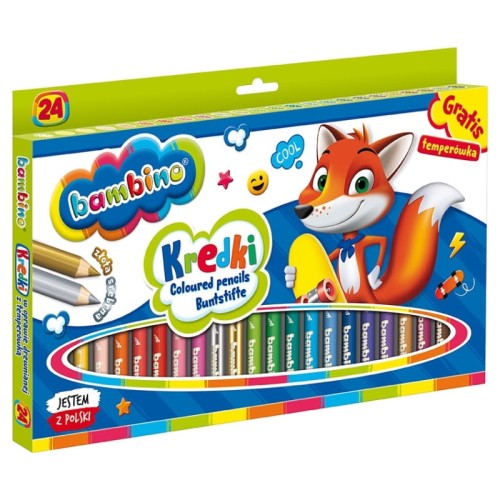Бамбіно Олівцеві Крейди Шкільні 24 Кольори + Стругачка