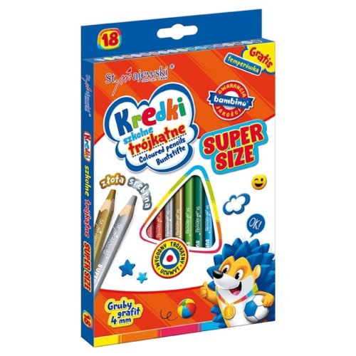 Bambino Трикутні Шкільні Олівці Super Size 18 Кольорів + Точилка