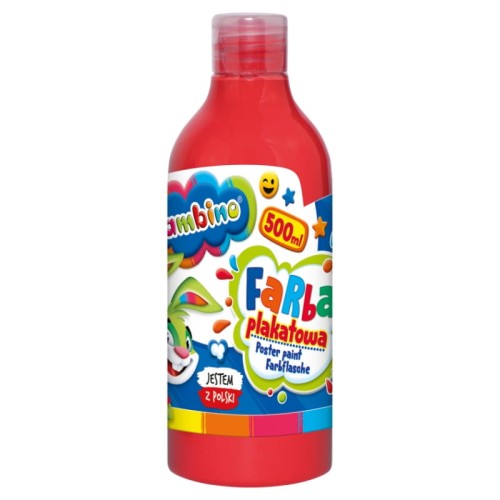 Bambino Велика Плакатна Фарба У Пляшці Шкільна Дошкільна 500мл Червона