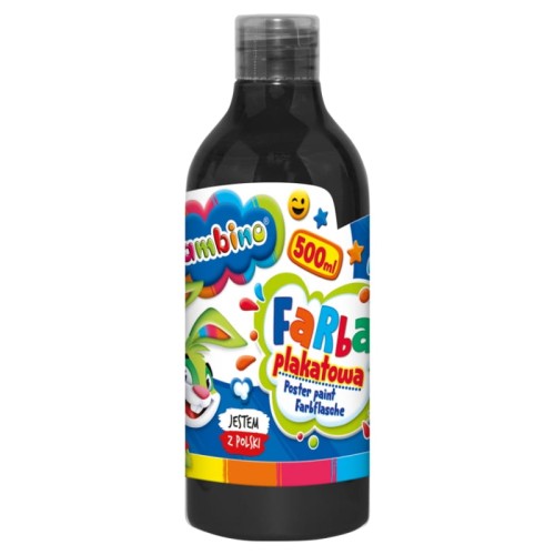 Бамбіно Велика Плакатна Фарба У Пляшці Шкільна Дошкільна 500мл Чорна