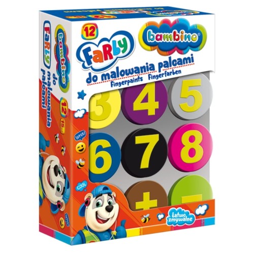 Бамбіно Фарба Для Малювання Пальцями 12 Кольорів Печатки Штампи Цифри