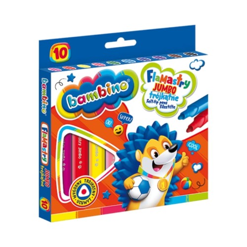 Бамбініо Фломастери Джамбо Трикутні Шкільні Для Школи Дитячого Саду 10 Кольорів
