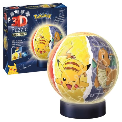 Ravensburger 3D Пазл Pokemon Світлова Куля Просторовий Модель Нічник 74 Ел. 6+