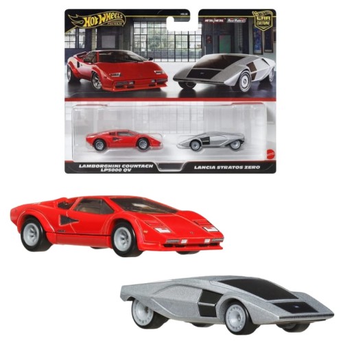 Hot Wheels Premium Двопак Автомобілів 2-Пак Машинок Lamborghini Countach LP5000 QV & Lancia Stratos Zero