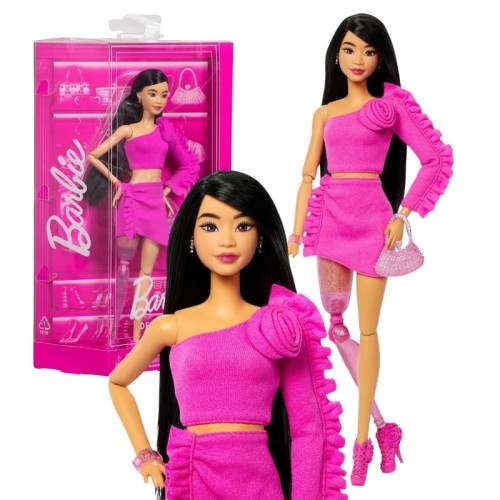 Barbie Deluxe Style #2 Модна лялька в сукні з трояндою з протезом ноги + модні аксесуари