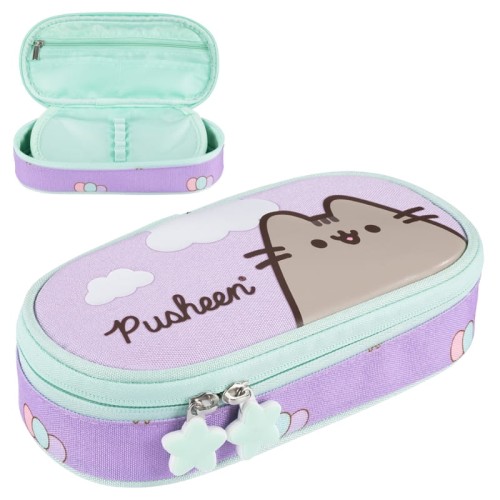 Сумка для канцелярських приладів St. Majewski, жорстка, з внутрішньою кришкою, футляр для шкільних приладів Pusheen Violet